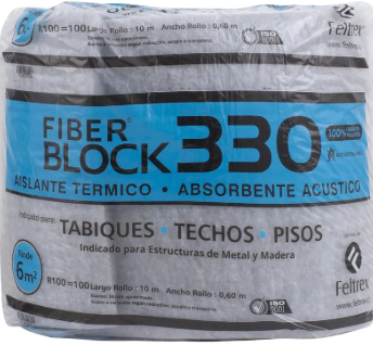 AISLANTE POLIESTER 50MM 0.60X10M 6M² (FIBERBLOCK)