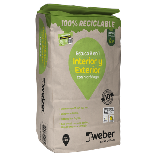 [041150] MORTERO ESTUCO 2 EN 1 WEBER SACO 25 KG