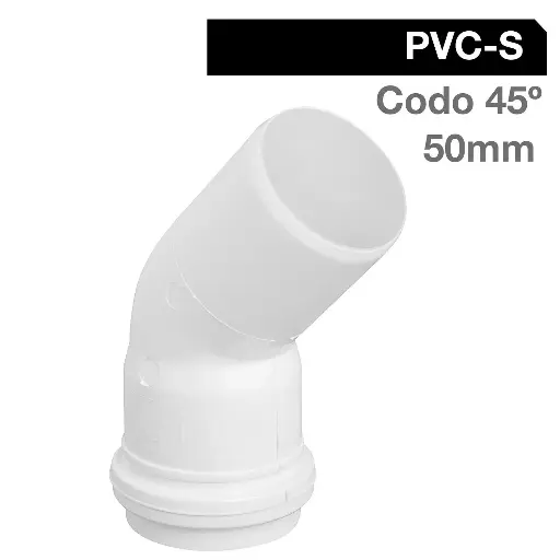 [020730] CODO PVC BLANCO 50MMX45° C/ANILLO INCORPORADO