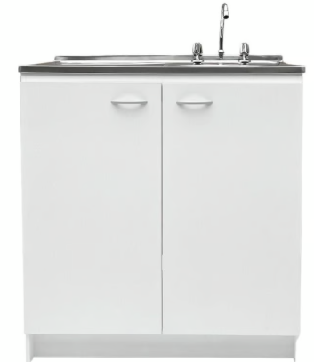 [092090] KIT MUEBLE BASE LAVAPLATO BLANCO 80CM IZQUIERDO+LAVAPLATOS+GRIFERIA